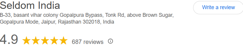 Seldom India Google rating 4.9 from 687 reviews